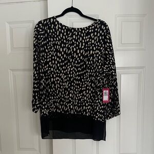 Vince Camuto Black and Cream Patterned Blouse